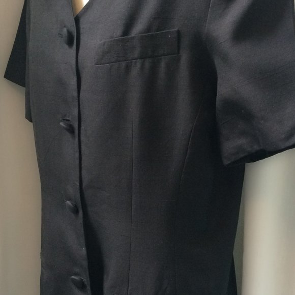 MariAnna 2 Pc Dress Suit Vintage 100% Silk lined Black Sz 10 - Picture 5 of 6